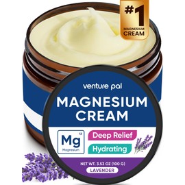 Venture Pal Magnesium Lotion, Topical Magnesium Cream for Sleep, Leg Cramps & Pain, Muscle Relaxation, Calm, Moisturizing Supplement with Coconut Oil, Shea Butter & Hyaluronic Acid, Safe for Kids