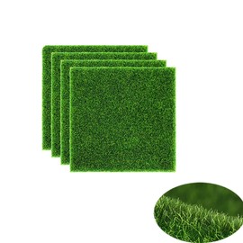 Artificial Lawn Grass, 4 Pieces 15 x 15 cm Artificial Grass Miniature Garden Decoration Tabletop Turf Moss DIY Decorations Micro Landscape House Decoration for Miniature Ornament Garden Dollhouse
