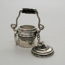 Brown County Silver Sterling Silver COAL MINERS Lunch Pail BUCKET Charm for Bracelet PENDANT Mining