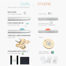 Customizable Cat Dog ID Tags - Original Funny Art Design - Stainless Steel Deep Engraving for Dogs