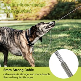 Cwlovys Heavy-Duty Dog Tie-Out Cable Runner System for Yard & Camping, 50/100/200ft with 10/15ft Pulley Line, Supports Dogs Up to 250lbs (Black, 200FT)