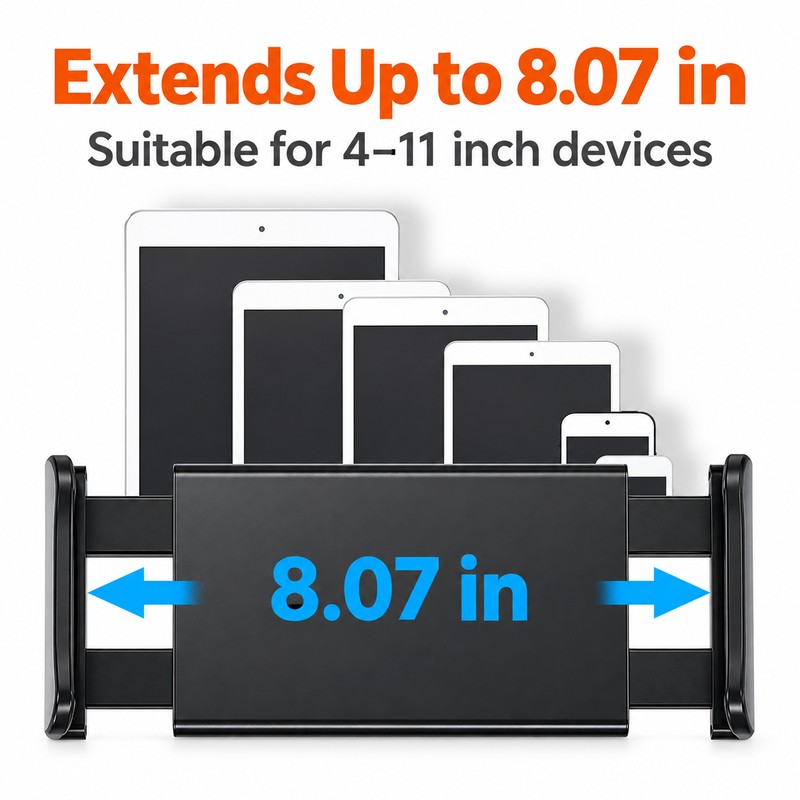 Car Headrest Tablet Holder for Backseat Use – 360° Rotating