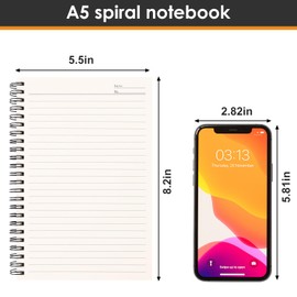 LABUK 4 Pack Lined Kraft Spiral Notebook, 160 Pages 5 x 8in Soft Cover Spiral Journals Notebooks, Kraft Paper for Gifts, Office, School Supplies