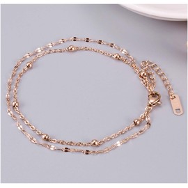 CEYIYA RoseGold Ankle Bracelets for Women - Adjustable Layered Chains Anklets Foot Jewellery