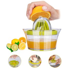 Citrus Lemon Orange Juicer, Manual Hand Squeezer with Built-in Measuring Cup and Grater 12OZ 4 in 1 Multi-function Manual Juicer with Multi-size Reamers, Ginger Garlic Cheese Grater Egg Yolk Separator