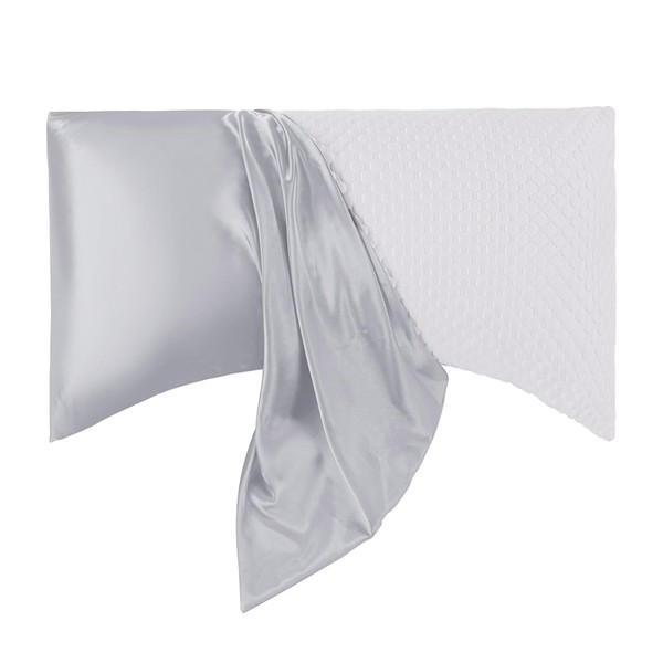 HOMBYS Curved Pillow Cases Queen Size 2 Pack-Silky Satin Side