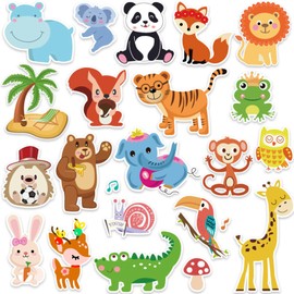 Window Clings Stickers for Kids Window Gel Clings Decals Thick Gel Clings Toddlers and Adults Classroom Home Nursery Airplane Birthday Party Supplies (Jungle Animals) | MDCGFOD