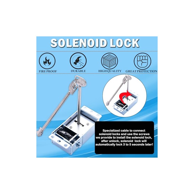 Gun Safe Lock Replacement Solenoid Lock with 2 Override Keys