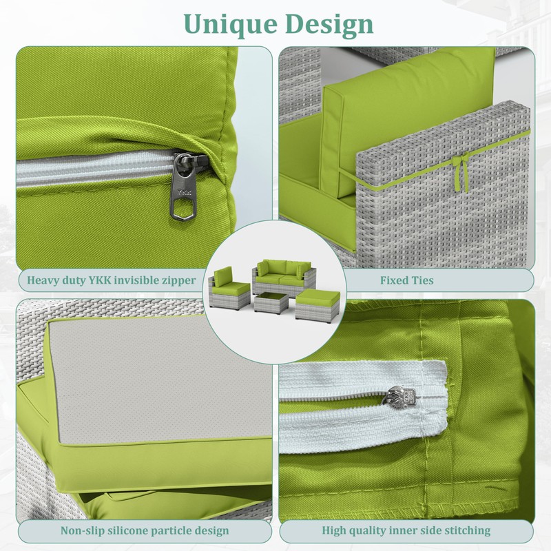 Kimunuk 9 Pcs Outdoor Patio Cushions Covers Replacement Waterproof with