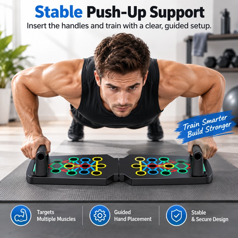Foldable Push-Up Board Set for Strength Training – Handle System