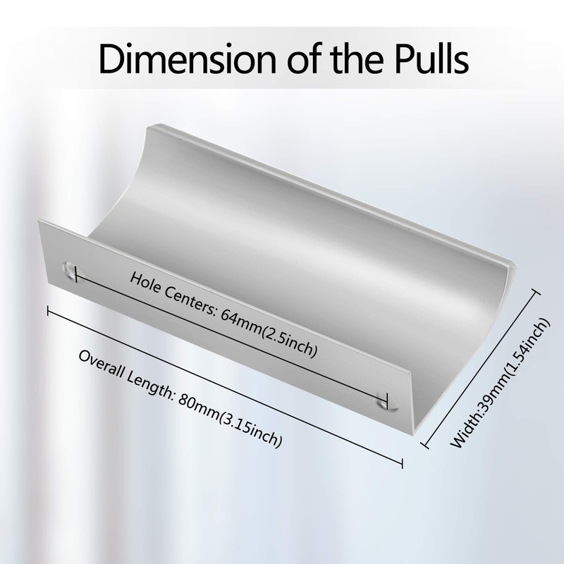Qjaiune Back Mount Finger Edge Pull 80mm/3.15", Aluminum Hidden Handle