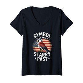 Womens American Kestrel Historical Flag Heritage V-Neck T-Shirt