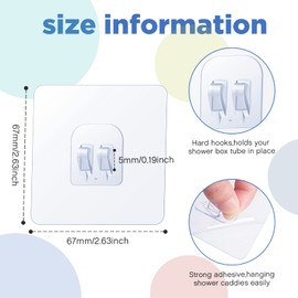 Tondiamo 6 Pieces Bathroom Shower Caddy Connectors Shower Caddie Easy to Attach with 3 Pieces Rubber Rings Bathroom Decor and Replacement (Adhesive Sticker Hooks)