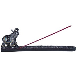 George S. Chen Imports Ss-G-88053 Thai Elephant with Trunk Raised Incense Burner Figurine Statue, Black