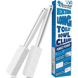 [2 Pack] Pumice Stone for Toilet Cleaning, Pumice Cleaning Stone Toilet Bowl with Extra Long Handle for Removing Toilet Bowl Ring, Pool, Bathroom,Toilet Brush - Color: White