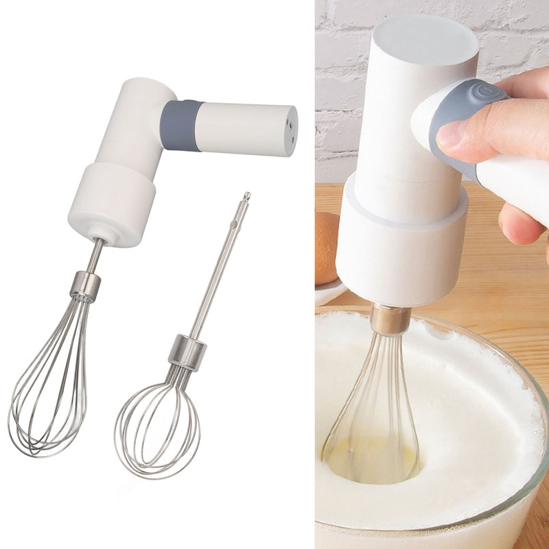 Electric Hand Mixer Warm White Cordless Rechargeable 2000mAh Battery Stainless