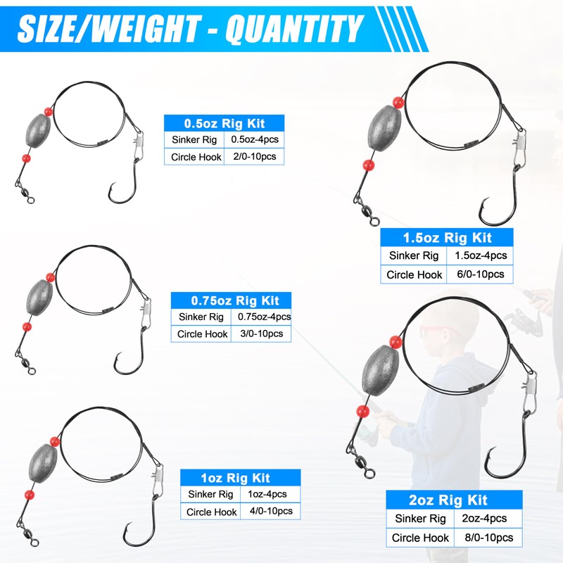 Fishing Egg Ready Rigs Weighted Grouper Rig with Circle Hook