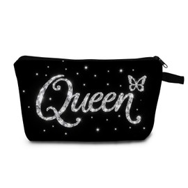 MoCaliduccious Diamond Queen Makeup Bags for Women Queen's Retirement & Funny Leaving Gifts Funny Portable Cosmetic Case Accessories Bag for Friends Travel Toiletry Zipper Storage Pouch Makeup Bag