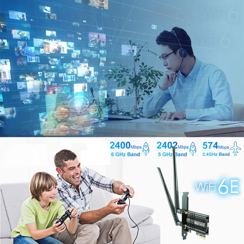 Ubit WiFi 6E AX210 PCIE WiFi Card Extends to 6GHz