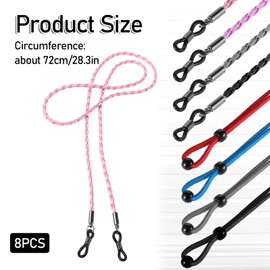 Xthrotsenk 8Pcs Eyeglasses Lanyards for Women & Men Leather Sunglasses Strap Around Neck Anti-slip Eye Glasses Chains Adjustable Holder Eyewear Retainers Sunglass Straps Braided PU Accessories