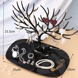 YCYUYK Jewelry Display Stand Hanging Organizer Table Top Necklace Bracelet Ring Holder Trinket Tray Tree Stand Black