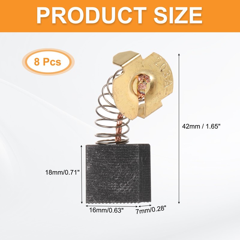 sourcing map 8 Pack CB203 Carbon Brushes Set Replaces 18x16x7mm