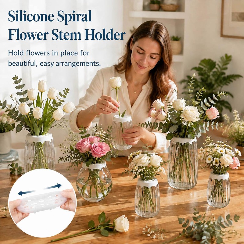 2 Pcs Silicone Flower Arranging Grid, Reusable Fits 3-4" Vase