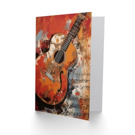Artery8 Acoustic Guitar Music Lover for Him or Her Man Woman Birthday Thank You Congratulations Blank Art Greeting Card