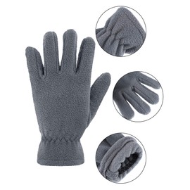 Satinior 3 Pairs Children's Fleece Gloves Winter Soft Warm Gloves for Boys Outdoor Activities - Black, grey
