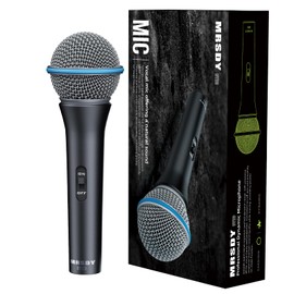 MRSDY Vocal Dynamic Microphone, Metal Handheld Wired Microphone for Singing, Mic Suitable for Karaoke and Recording, with On/Off Switch and 16.4ft XLR Cable