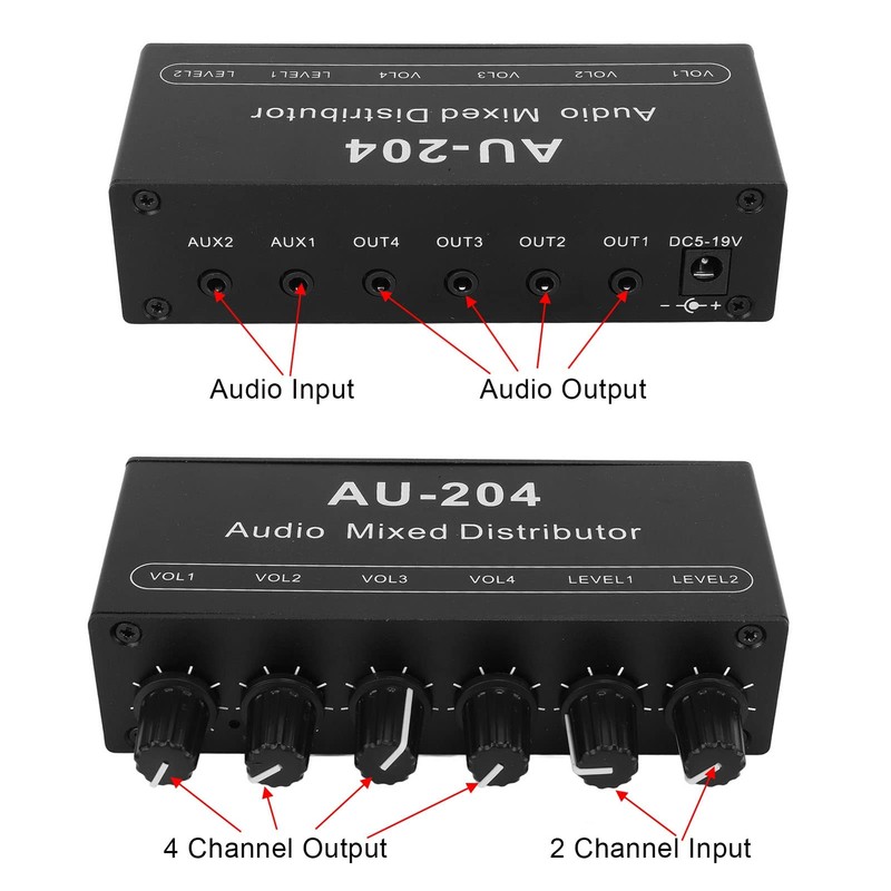 Stereo Audio Splitter Box Mini Preamplifier Headphone Amplifier 2 Way