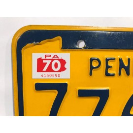 1970 Pennsylvania License Plate Registration Sticker, YOM, PA, Tag