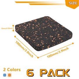 Powrocket Treadmill Mat,6 Pack Anti-Vibration Shock Absorbing Exercise Equipment Mat with High Density Rubber,Protective Anti-Slip Treadmill Pads for Hardwood Floors & Carpets,Black and Blue