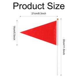 Pack of 12 Mini Flags Red Small Flag on Sticks Handheld Flag Triangle Flag DIY Games Flags Decorations for Party Events Celebration School 21 x 14 cm