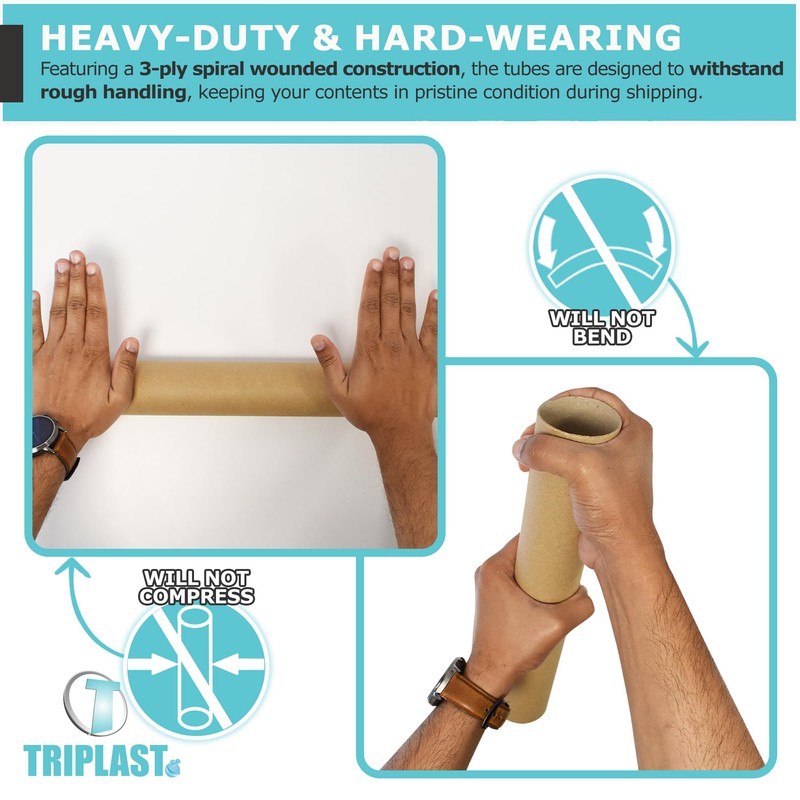 Triplast 5 x A3 Postal Tubes with End Caps (330x50mm