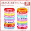 60 Pcs Valentine's Day Pens Rubber Bracelets Set 30 Pcs