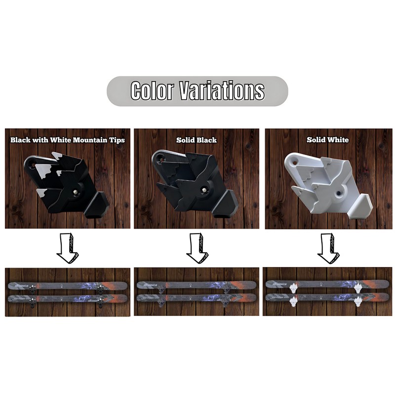 Innovative 3D Printing Snow Ski Wall Rack with Hooks –
