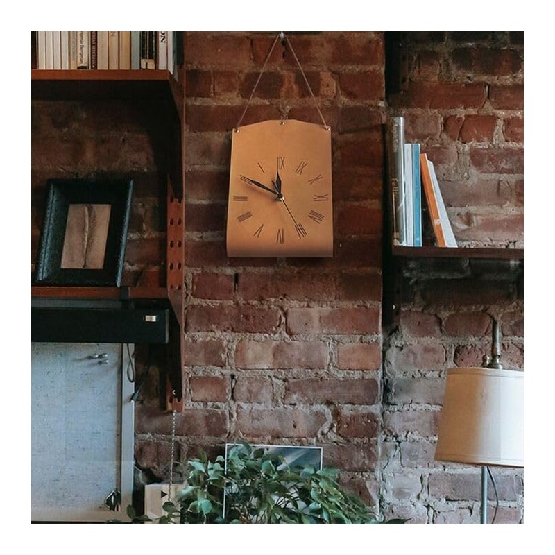 LTG Wall Clock Nordic Simple Antique Retro PU Leather Wall