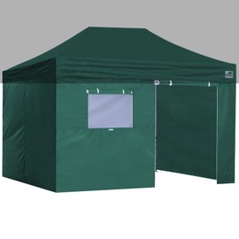Eurmax USA Full Zippered Walls for 10 x 15 Easy Pop Up Canopy Tent,Enclosure Sidewall Kit with Roller Up Mesh Window and Door 4 Walls ONLY,NOT Including Frame and Top (Forest Green)
