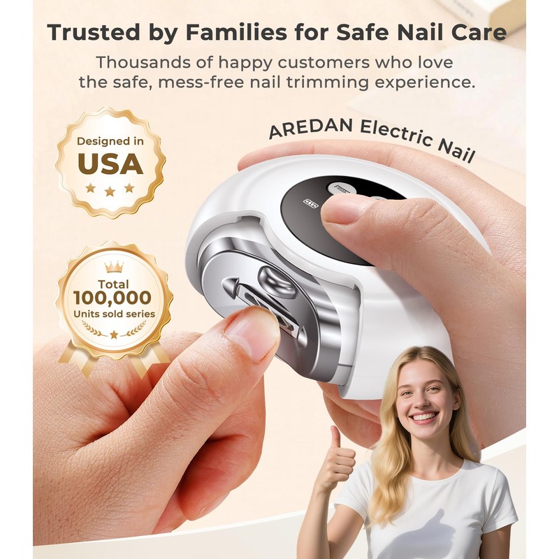 Electric Nail Clipper & No-Bending Long Handle Toenail Cutter Set