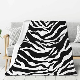 Fleece Blanket Throw Safari Blankets for Couch & Bed, Plush Cozy Fuzzy Blanket 50" x 40", Super Soft & Warm Animal Safari Theme Zoo Blankets for Fall and Winter（Black White）