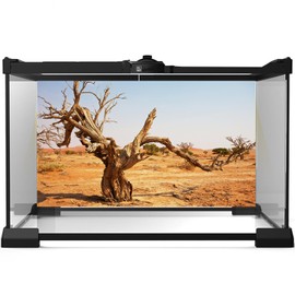 Riivvdise Reptile Habitat Background Orange Desert Terrarium Background Aquarium Background Dead Tree Backdrop Durable Polyester Background Decor Vinyl 30x12in