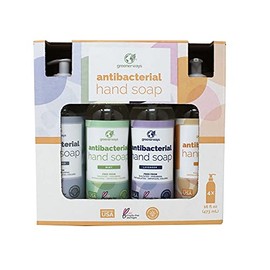 Greenerways Antibacterial Hand Soap | Made in USA | Citrus, Lavender, Mint & Unscented 4Pack | Sulfate-Free, Paraben-Free, Cruelty-Free, Vegan Hand Wash | 16 Fl Oz