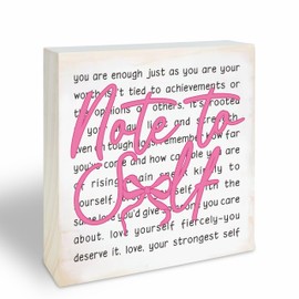 Note To Self Wooden Block Sign- 5 X 5" Pine Wood Plaque, Positive Gifts For Friends Besties Coworkers- Home Classroom Therapy Bedroom Office School Positive Inspirational Quotes Desk Decor -E05