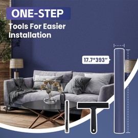 COSNIGHT Blue Peel and Stick Wallpaper, Soild Contact Paper with Tools for Cabinets and Drawers, Self-Adhesive and Removable 17.7''x393'' Wall Paper for Old Furniture and Countertops