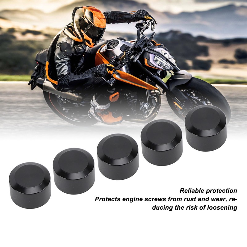 10PCS Motorcycle Head Bolt Cover Black Flat CNC Aluminum Engine
