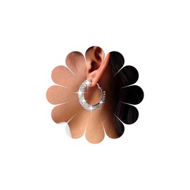 Inateannal Large Rhinestone Hoop Earrings Hollow Circle Dangle Earrings Silver Circle Hoop Drop Earrings Statement Crystal Circle Earrings Jewelry for Women and Girls