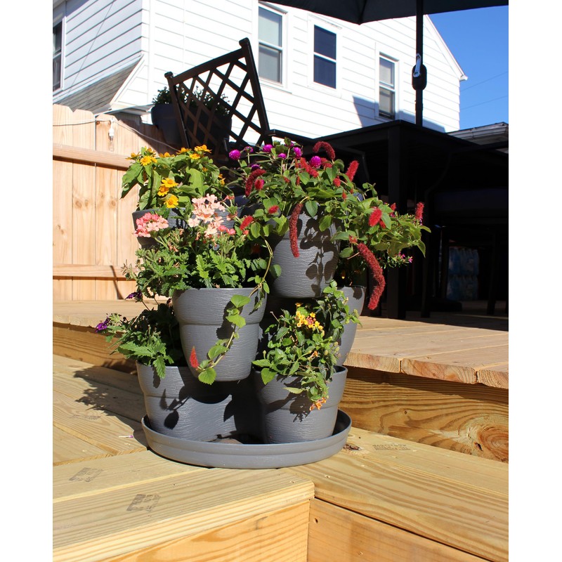 EMSCO Group Bloomers Stackable Flower Tower Planter – Holds up