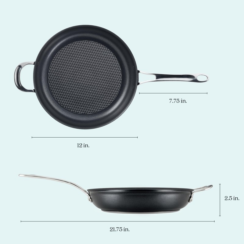 Anolon X Hybrid Nonstick Frying Pan/Skillet with Helper Handle, 12