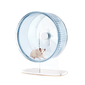 Super-Silent Hamster Exercise Wheel: Silent Spin Toys Hamster Running Wheels with Height Adjustable Stand for Hamsters Gerbils Mice Or Other Small Animals -8.5inch Blue
